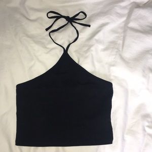 Black halter crop top